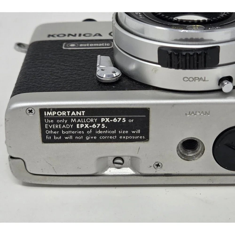 Konica C35 Automatic 35mm Film Camera Hexanon 38mm f/2.8 Shutter Fires Japan